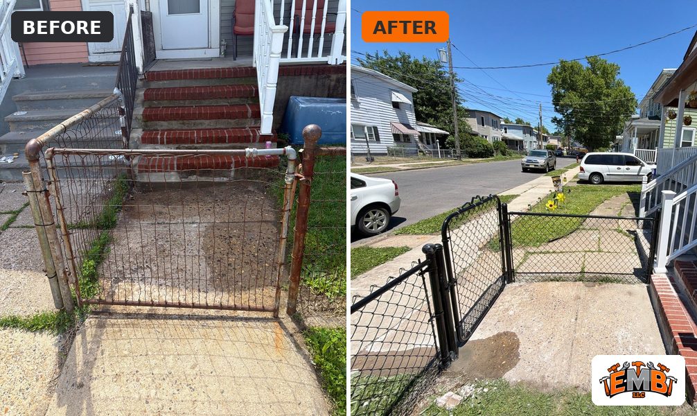 Before and after: Front gate & fence in Florence, NJ