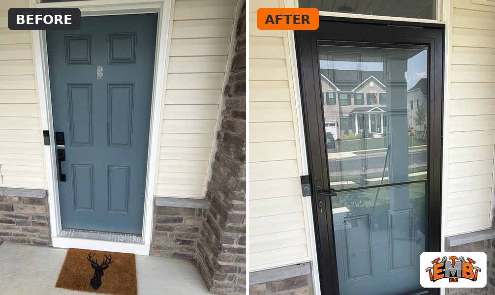 Before and after: Storm door install in Woolwich, NJ